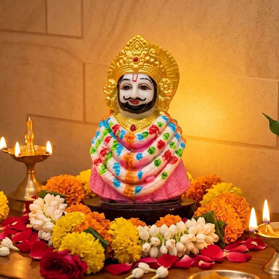 Khatu Shyam Ji Colourful Decorative Idol with Golden Crown