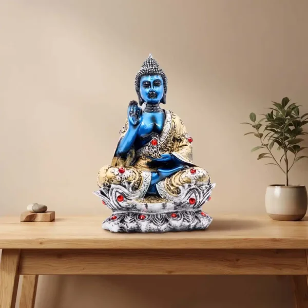 Blessing Buddha Idol on Lotus Base for Home Decor