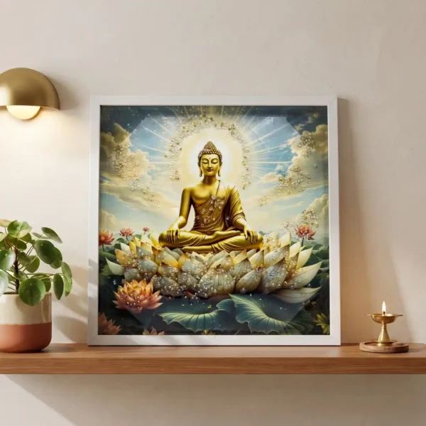 Happy Hub Store Meditating Buddha LED Frame for Living Room