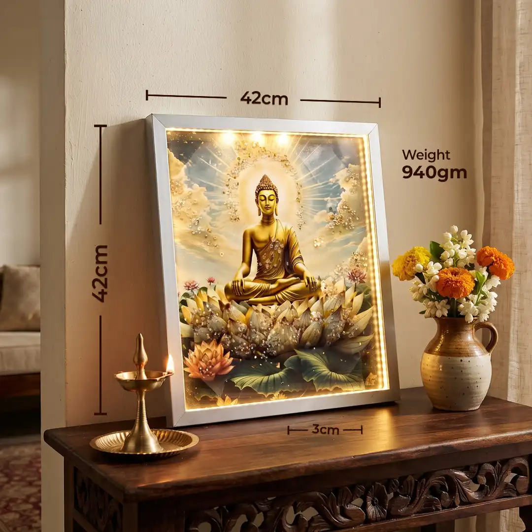 Happy Hub Store Meditating Buddha LED Frame for Living Room - Image 2
