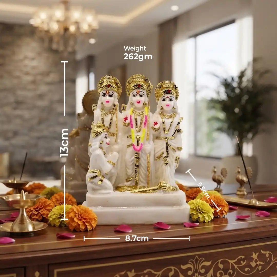 Ram Darbar Idol with Shri Ram, Sita, Lakshman & Hanuman - Image 2