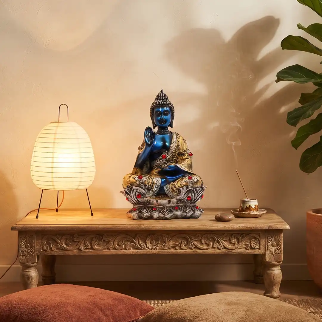 Blessing Buddha Idol on Lotus Base for Home Decor - Image 3