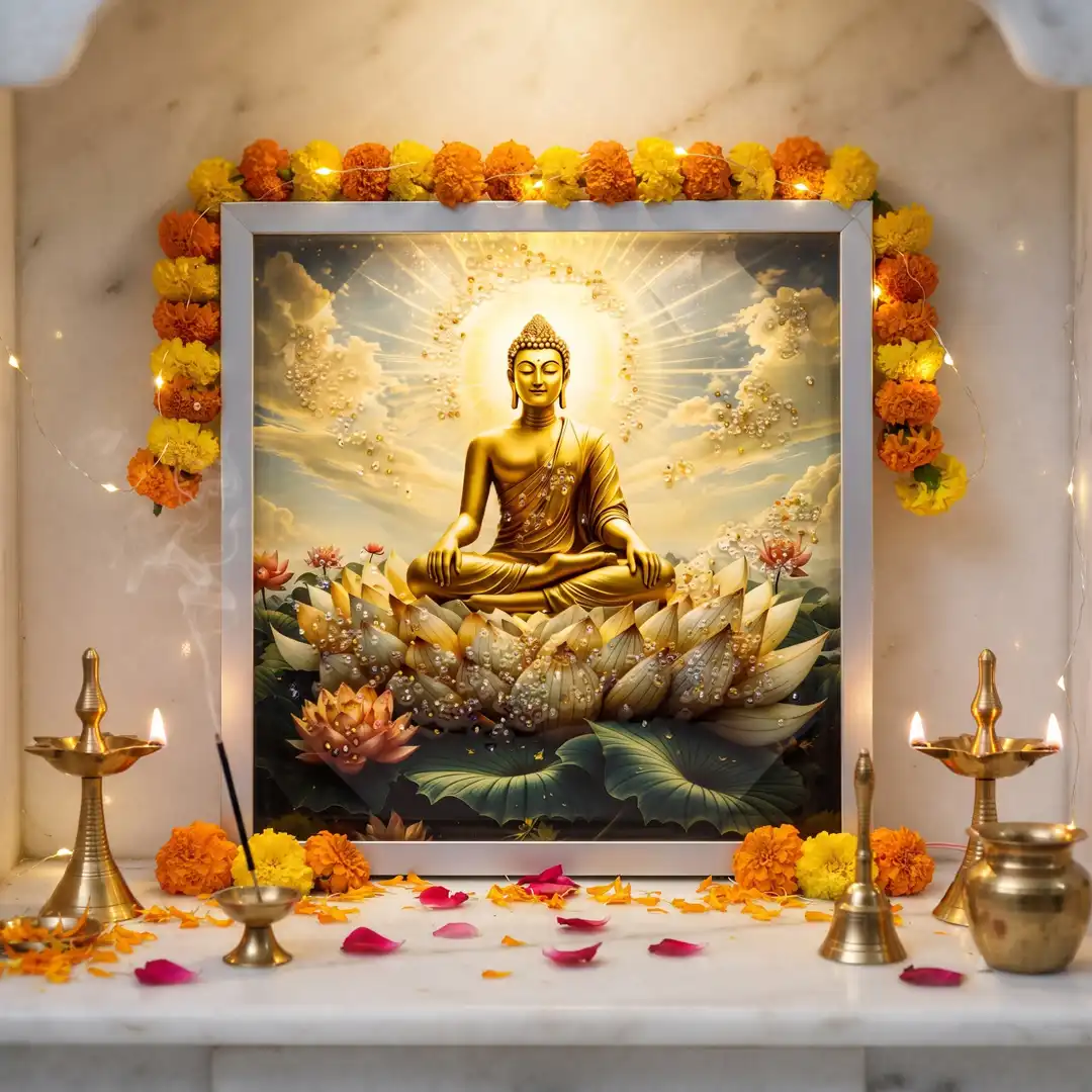 Happy Hub Store Meditating Buddha LED Frame for Living Room - Image 4