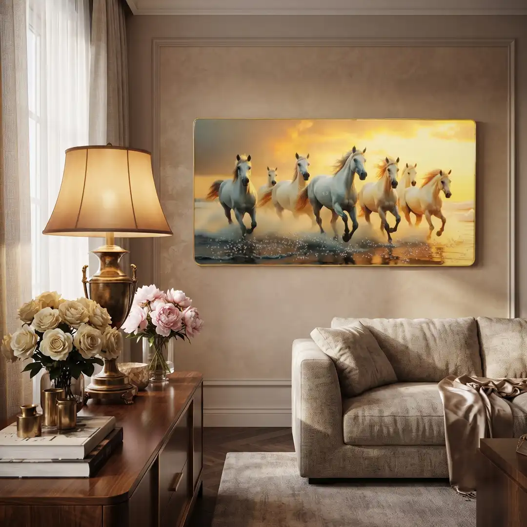 Happy Hub Store | 7 Running Horses Frame for Living Room Wall - Image 3