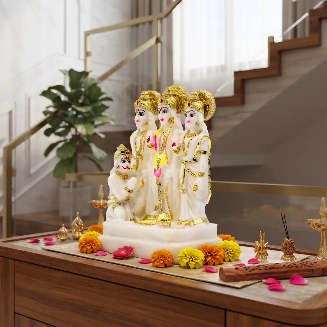 Ram Darbar Idol with Shri Ram, Sita, Lakshman & Hanuman - Image 4