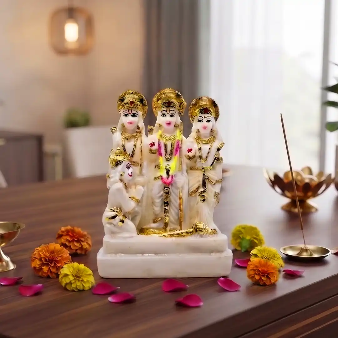 Ram Darbar Idol with Shri Ram, Sita, Lakshman & Hanuman - Image 3