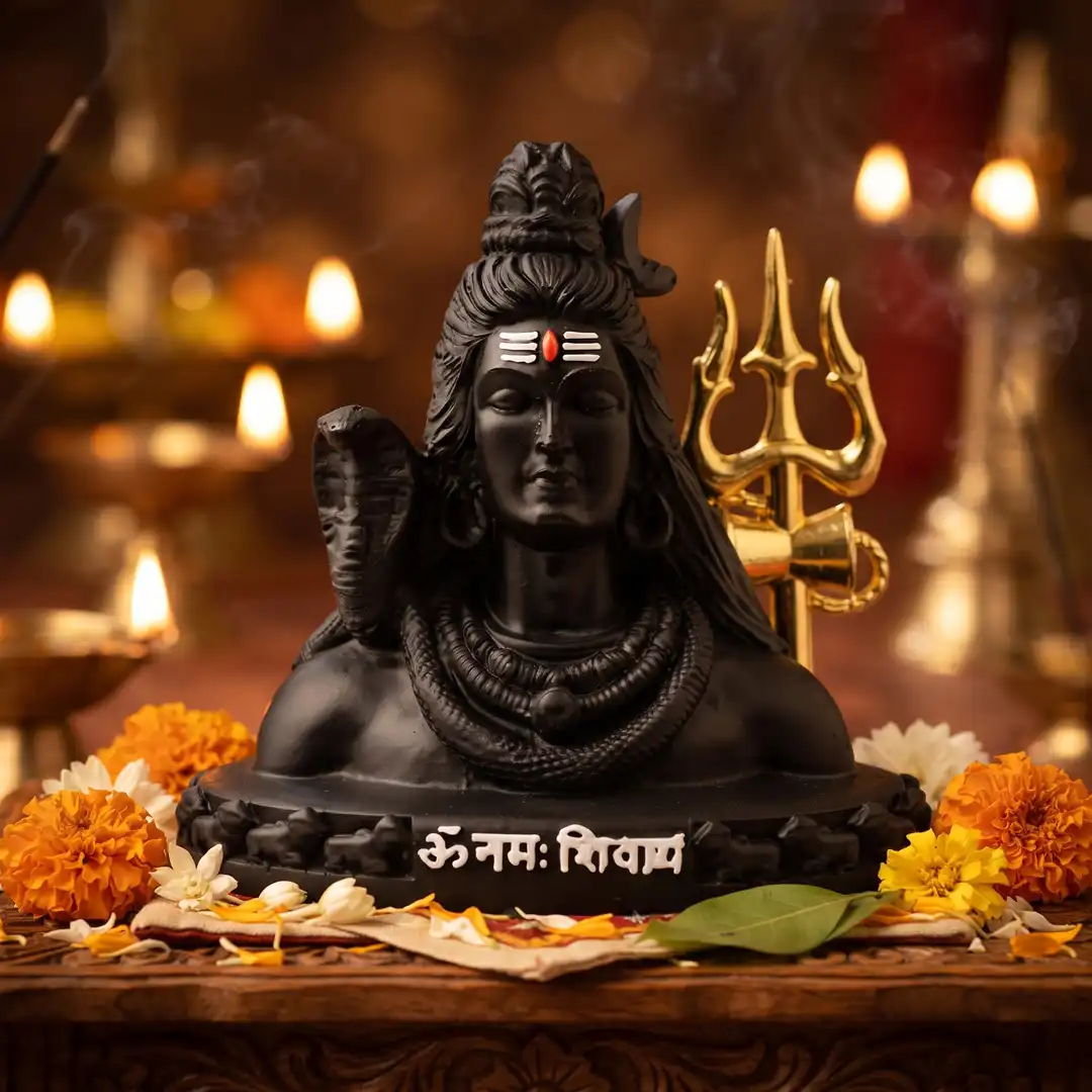 Lord Shiva Idol with Golden Trishul for Car Dashboard, Home & Office - Image 4