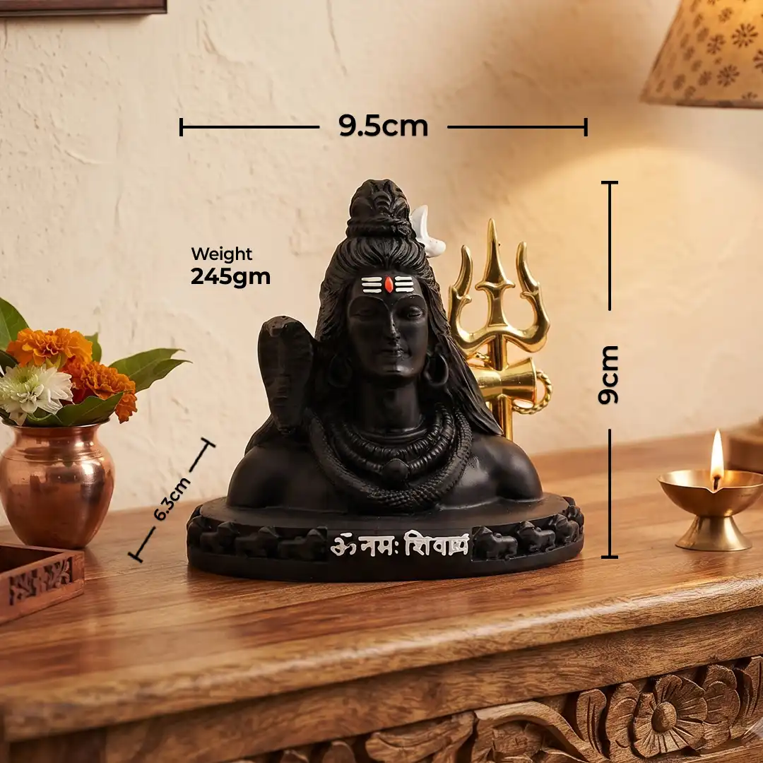 Lord Shiva Idol with Golden Trishul for Car Dashboard, Home & Office - Image 2
