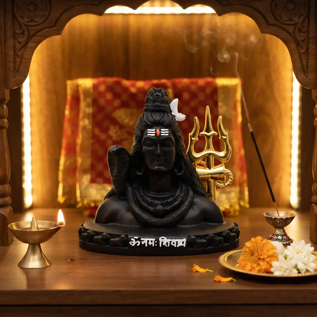 Lord Shiva Idol with Golden Trishul for Car Dashboard, Home & Office - Image 3