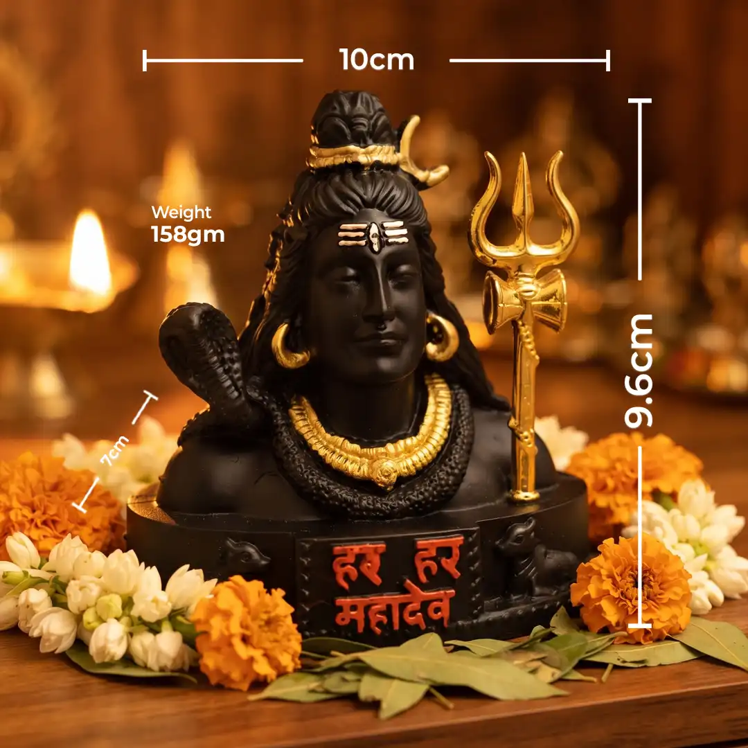 Lord Shiva Mahadev Idol with Golden Trishul & Nandi Base - Image 2
