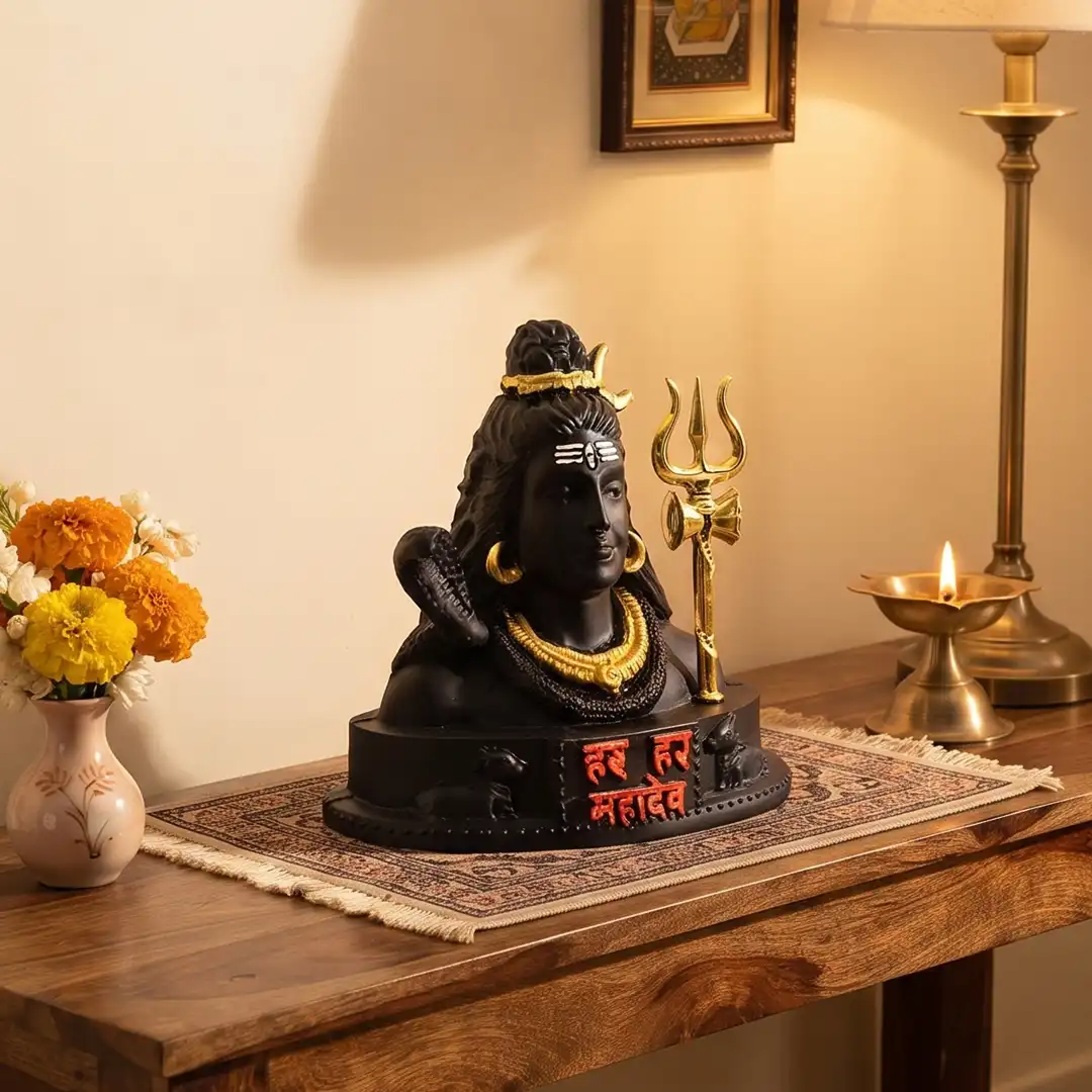Lord Shiva Mahadev Idol with Golden Trishul & Nandi Base - Image 4