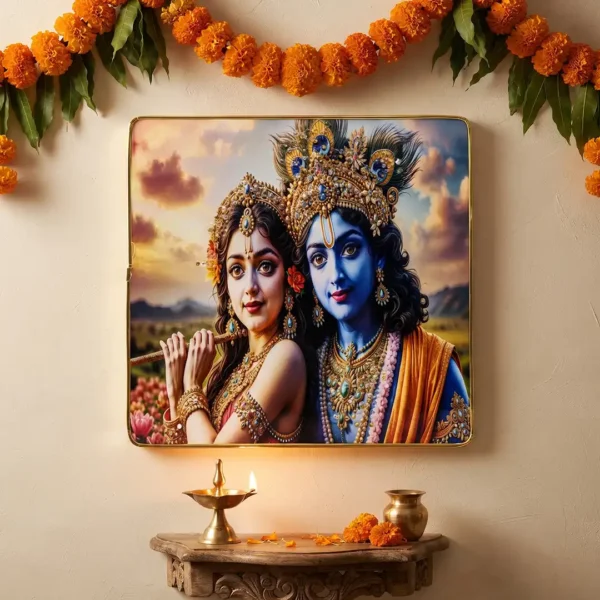 Radha Krishna Colorful Spiritual Frame for Home Decoration