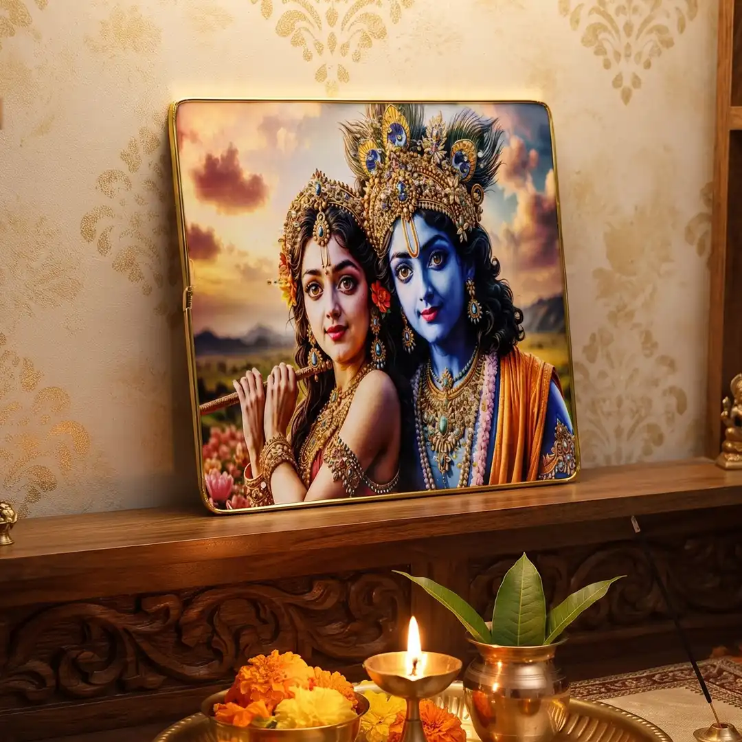 Radha Krishna Colorful Spiritual Frame for Home Decoration - Image 5