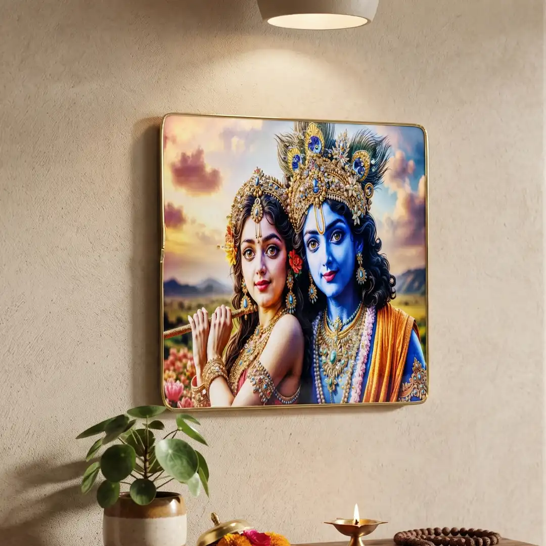 Radha Krishna Colorful Spiritual Frame for Home Decoration - Image 4
