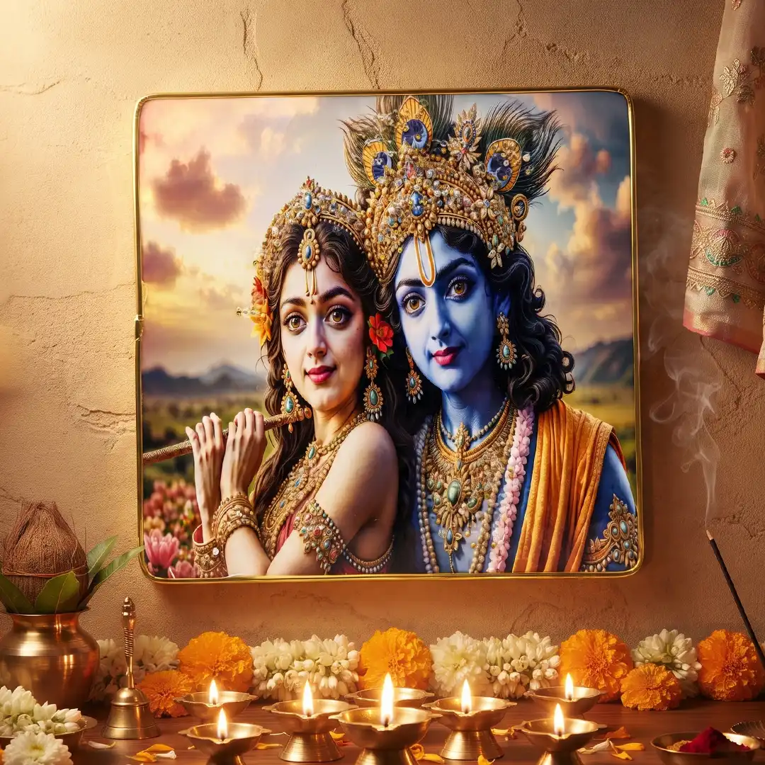 Radha Krishna Colorful Spiritual Frame for Home Decoration - Image 3